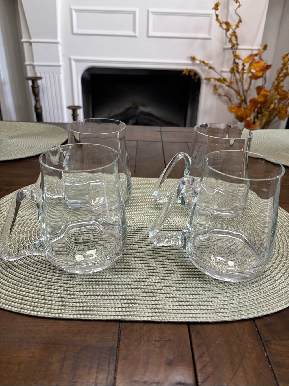 Four Mcm vintage icet Arte Murano clear glass mugs.